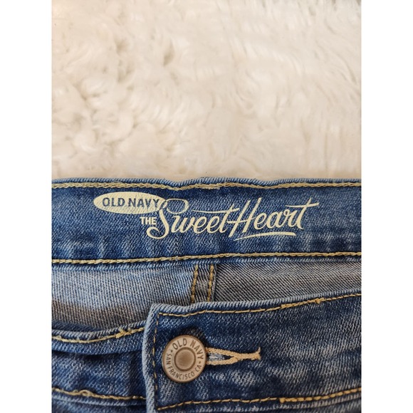 Old Navy Womens The SweetHeart Jean Shorts High Rise Roll-Cuffed Medium Wash 16 - Picture 3 of 7